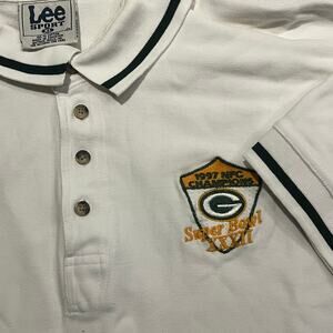 Vintage Lee Sport Men Size XL Green‎ Bay Packers 1997 NFC Champions Polo Shirt